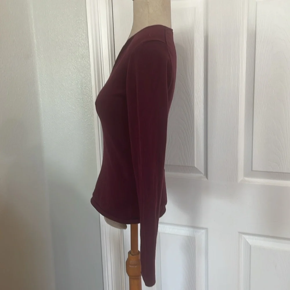 Jacob sweater pullover long sleeve V-neck lightweight cotton burgundy red size S